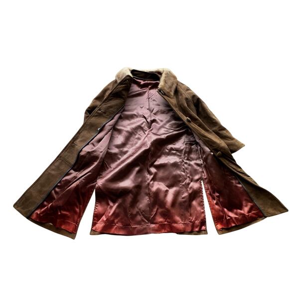 VINTAGE 1960's Suede Leather long Jacket Mink Collar - Picture 6 of 6